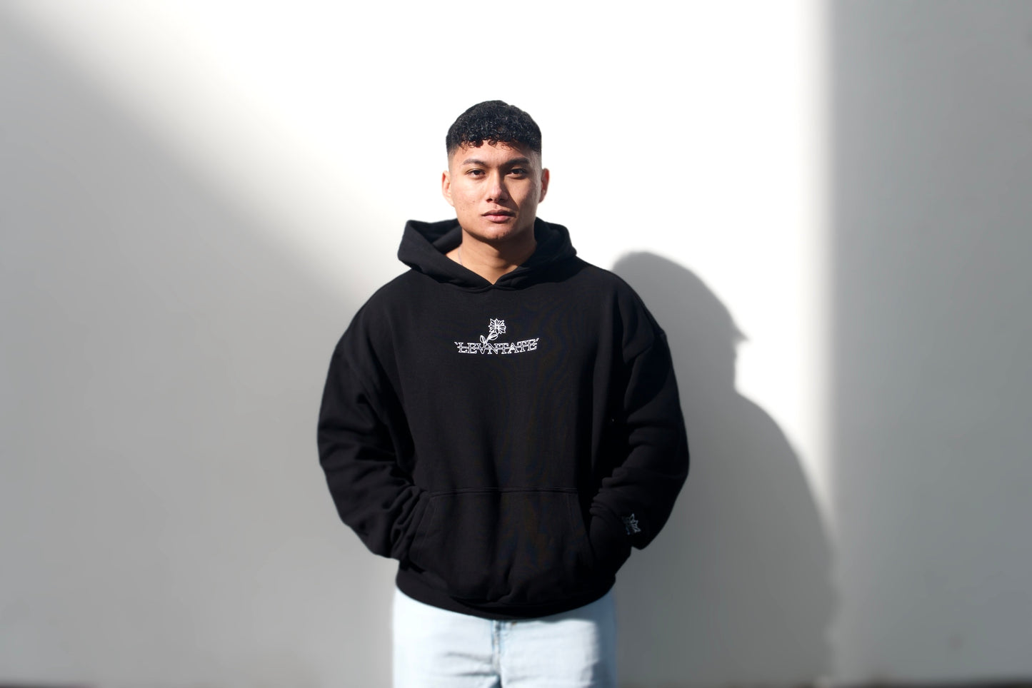 LEVNTATE / Flower-Drop Oversize Hoodie (schwarz)