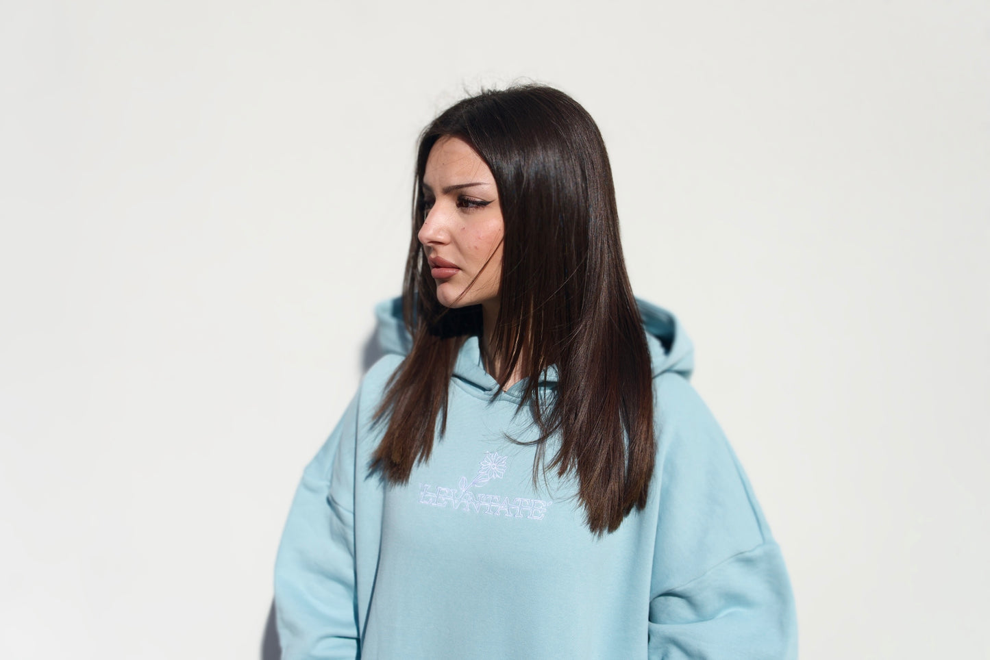 LEVNTATE / Flower-Drop Oversize Hoodie (türkis)