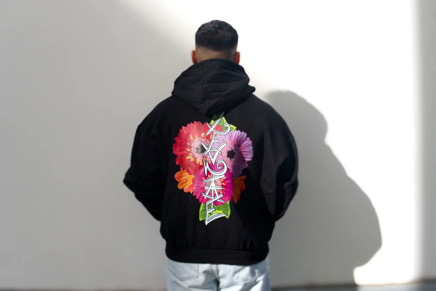 LEVNTATE / Flower-Drop Oversize Hoodie (schwarz)