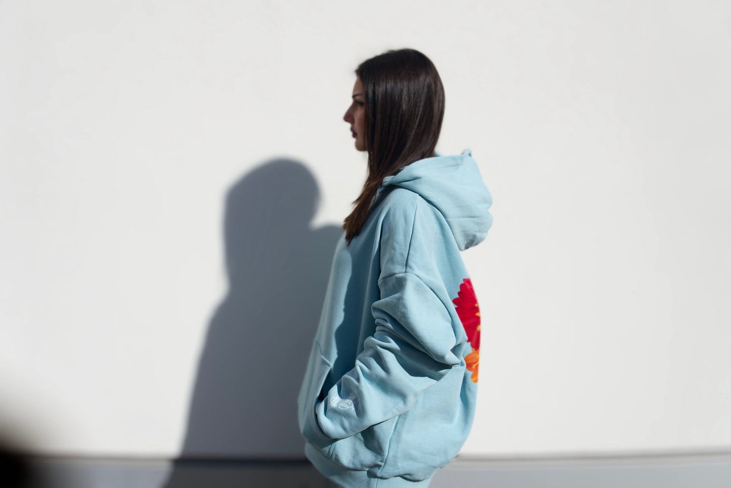 LEVNTATE / Flower-Drop Oversize Hoodie (türkis)