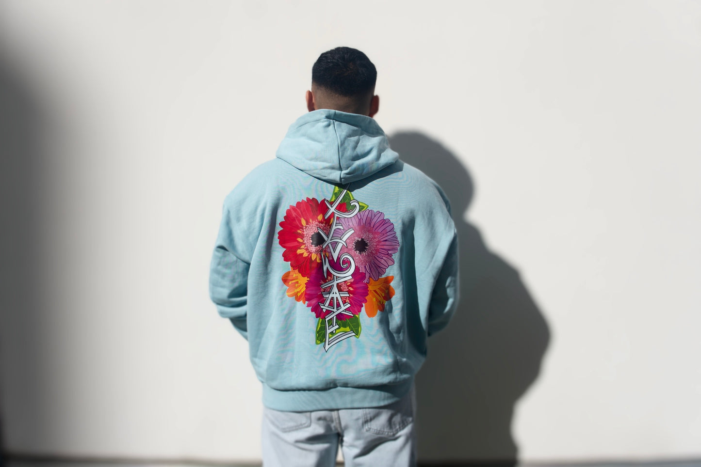 LEVNTATE / Flower-Drop Oversize Hoodie (türkis)