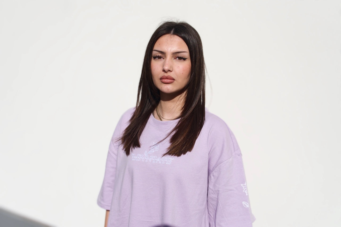 LEVNTATE / Flower-Drop Oversize T-Shirt (lavendel)