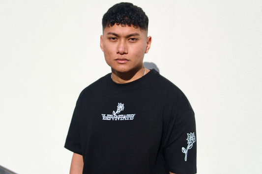 LEVNTATE / Flower-Drop Oversize T-Shirt (schwarz)