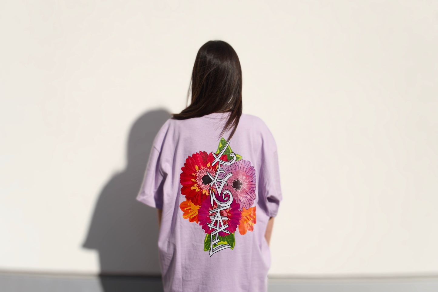 LEVNTATE / Flower-Drop Oversize T-Shirt (lavendel)