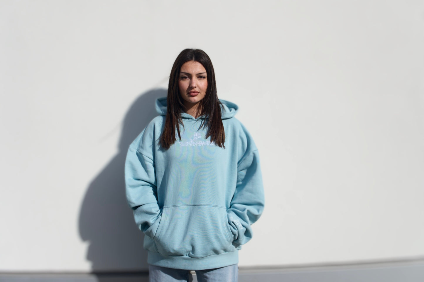 LEVNTATE / Flower-Drop Oversize Hoodie (türkis)