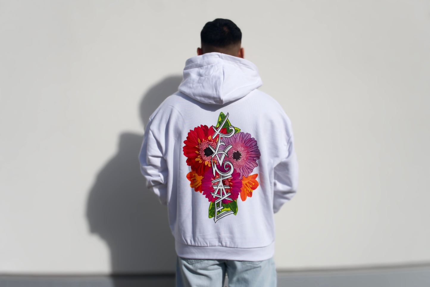 LEVNTATE / Flower-Drop Oversize Hoodie (weiß)