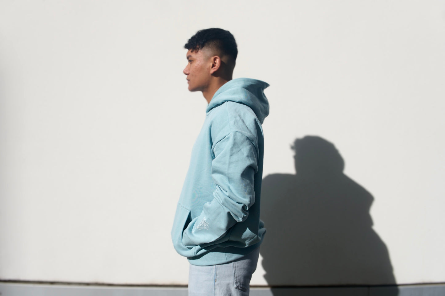 LEVNTATE / Flower-Drop Oversize Hoodie (türkis)