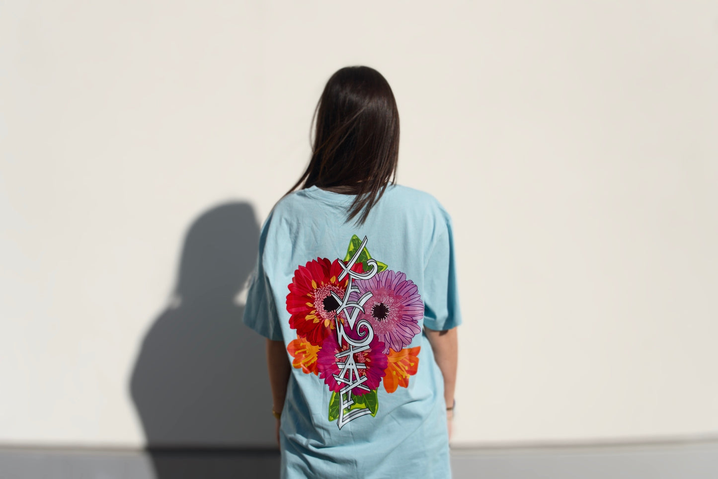 LEVNTATE / Flower-Drop Oversize T-Shirt (türkis)