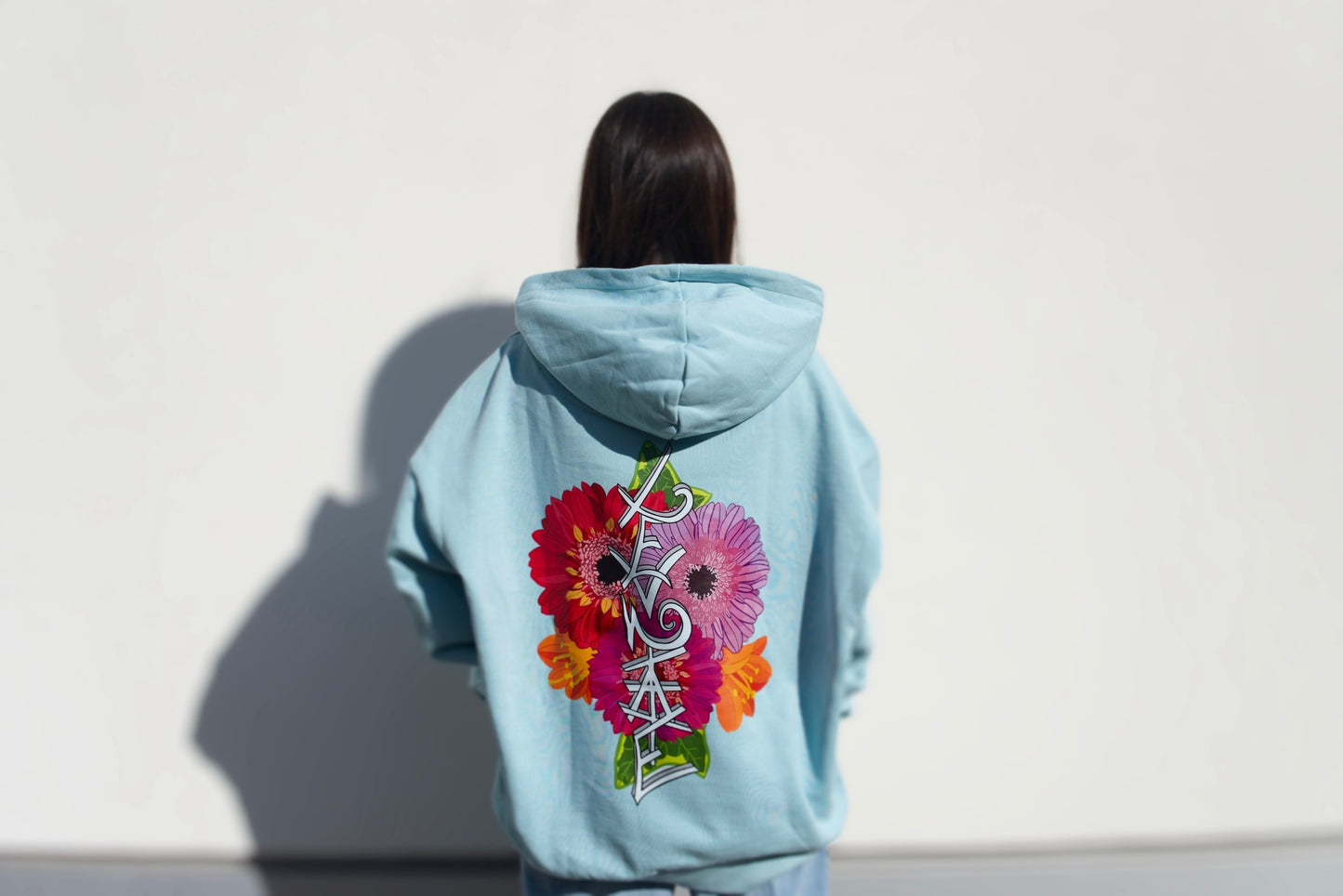 LEVNTATE / Flower-Drop Oversize Hoodie (türkis)