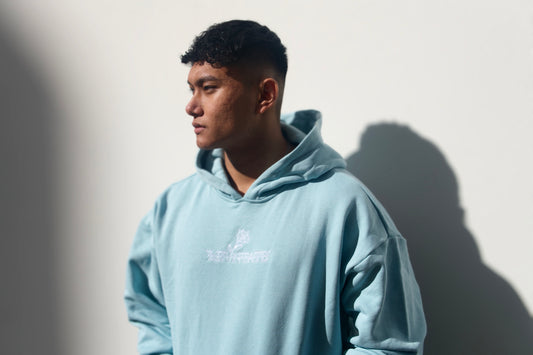 LEVNTATE / Flower-Drop Oversize Hoodie (türkis)